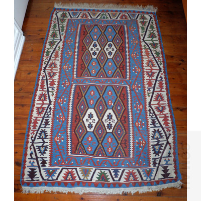 Pair Turkish Hand Knotted Wool Pile Flat Weave Kilims