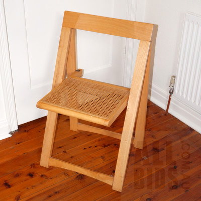 Folding Ash Side Chair with Rattan Seat