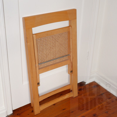Folding Ash Side Chair with Rattan Seat