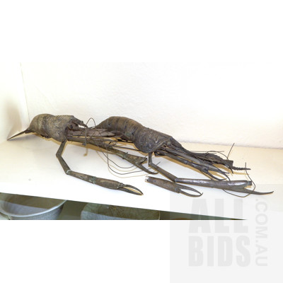 Pair Asian Metalwork Articulating Crayfish