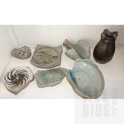 Collection Thai Sawankhalok Glazed Ceramic Fragments, 15th-16th Century