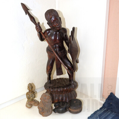 Balinese Ebony Warrior, Glazed Ceramic Fertility Figure and More