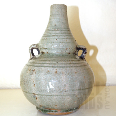 Antique Thai Glazed Ceramic Gourde Shaped Vessel