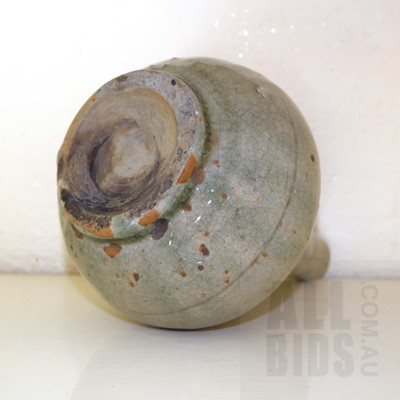 Antique Thai Glazed Ceramic Gourde Shaped Vessel