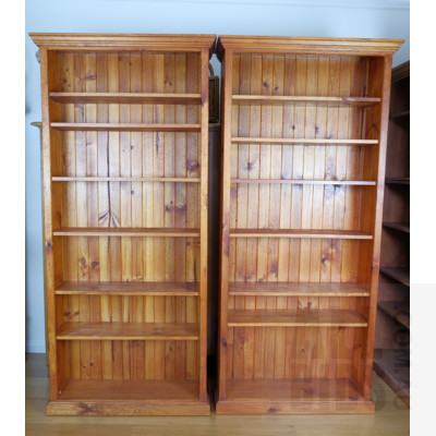 Pair Stained Pine Bookcases