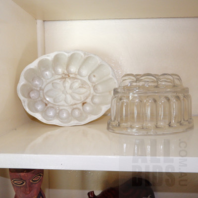 Two Antique Glass and Ceramic Jelly Moulds