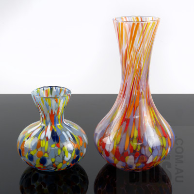 Two Zecchin Murano Glass Vases - Marked to Base (2)