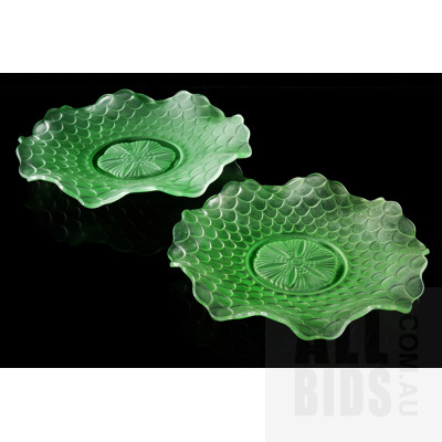 Two Vintage Uranium Glass Serving Dishes (2)