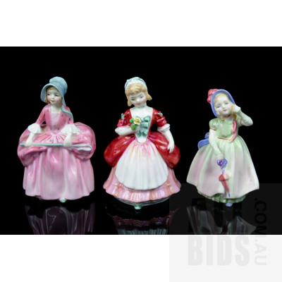 Three Small Vintage Royal Doulton Figurines - Babie, Bo Peep and Valerie (3)