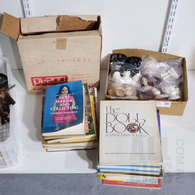 Large Collection of Doll making and Miniatyres Books, Doll Patterns and Porcelain Doll Parts