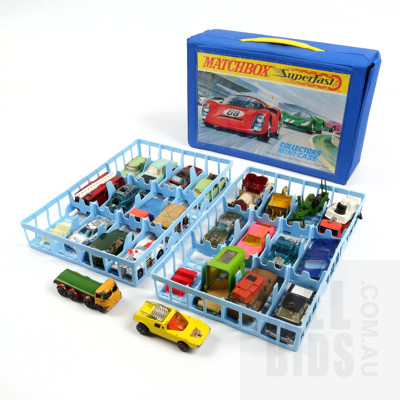 Vintage Matchbox Superfast Collectors Mini Case with Assorted English Made Matchbox Cars