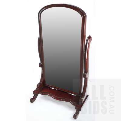 Antique Style Mahogany Cheval Mirror
