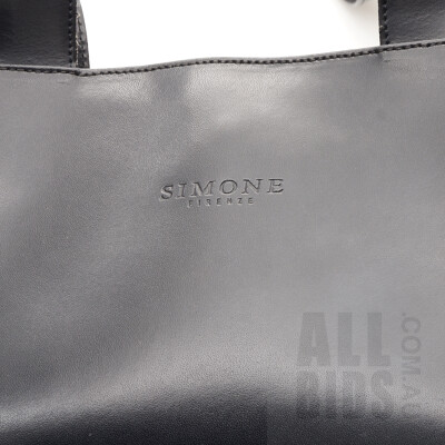Black Simone Firenze Leather Bucket Bag with Original Slip Bag