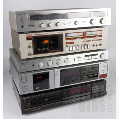 Assortment of Five Vintage Audio Components