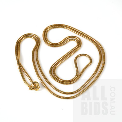 18ct Yellow Gold Snake Chain, 14.3g