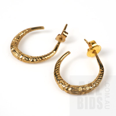 Pair of 9ct Yellow Gold Hoop Earrings, 3.8g