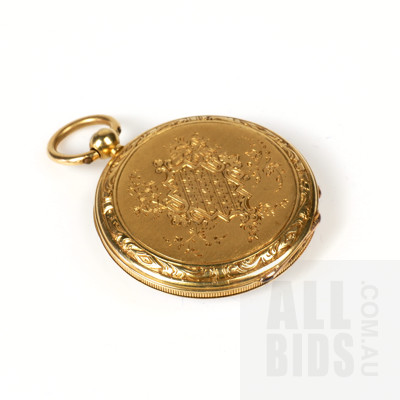 Antique 18ct Yellow Gold Ladies Miniature Open Face Hunter Pocketwatch