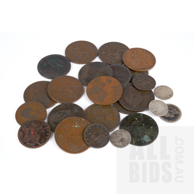 Collection of British Georgian, Victorian and Edwardian Coins, 1896 Penny, 1891 Half Penny and More