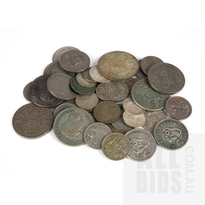 Collection of Australian and British Coins, Including Florins, Shilling, Sixpence and More