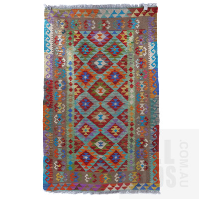 Peshwari Handwoven Slitweave Wool Kilim
