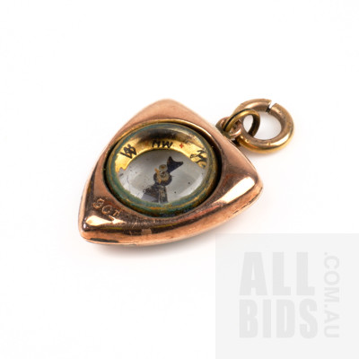 9ct Rose Gold Compass, 2.2g