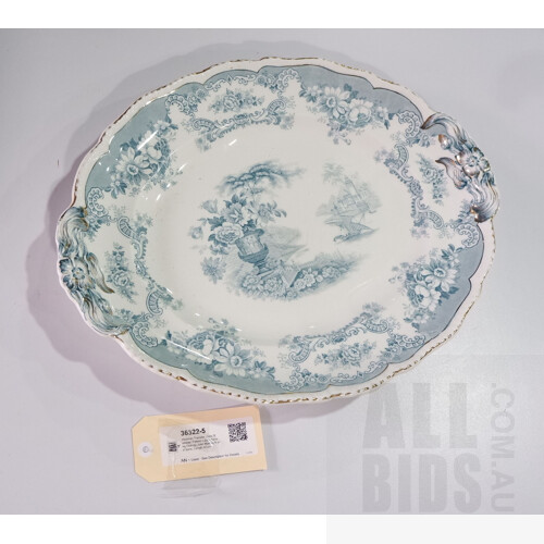Victorian Transfer Ware 'Bombay' Pattern Large Serving Dish by John Maddock and Sons, Length 47cm