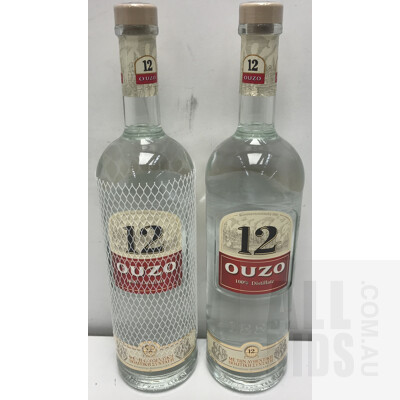 12 Ouzo 1L -Lot Of Two