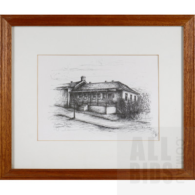 Six Framed Art Prints of Sketches of Early South Australian Architecture, Signed by the Artist McCollough Circa 1983 (6)