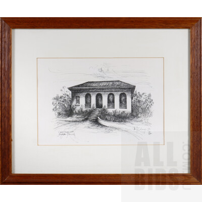 Six Framed Art Prints of Sketches of Early South Australian Architecture, Signed by the Artist McCollough Circa 1983 (6)