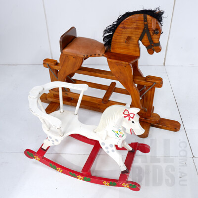 Two Vintage Children's Wooden Rocking Horses