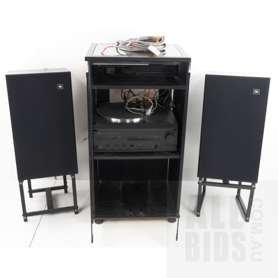 Yamaha Three-Component Hi-Fi System in Cabinet with Two JBL TLX9GI Speakers