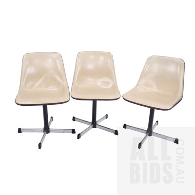 Three retro Sebel 'Hob Nob' Swivel Chairs with Moulded Plastic Vinyl Upholstered Seats (3)