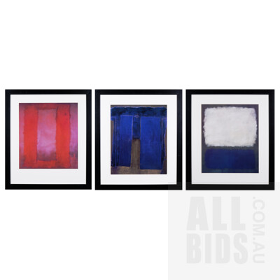 Three Framed Reproduction Mark Rothko Prints, each approx.60 x 40 cm