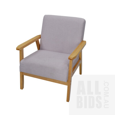 Contemporary Armchair with Grey Fabric Upholstery