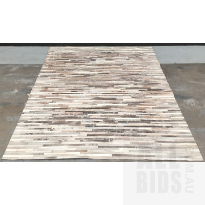 Jembi, Light Grey, Leather Hand Made In India Floor Rug 200cm x 280cm ORP $2290