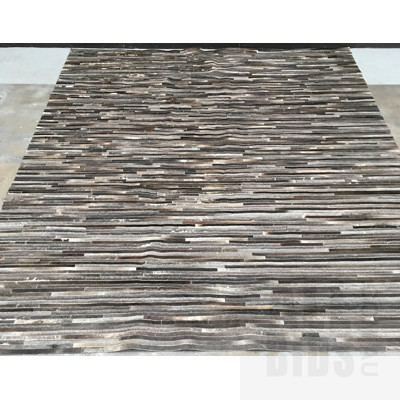 Leather, Jembi, Charcoal Hand Made In India Floor Rug 300 x 350cm ORP $2490