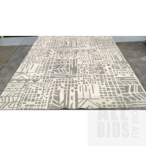 Shania, White Grey, Wool Hand Tufted Floor Rug 300cm x 350cm ORP $2390
