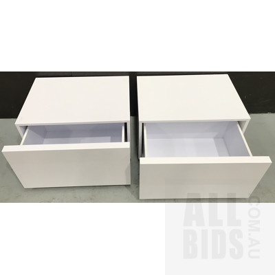 Pair Of Sari Glossy White Bedside Tables - Combined ORP: $960