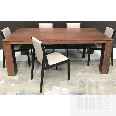  Yarra Dark Tasmanian Oak Dining Table With Set Of Five Ash Suede Dining chairs $ORP $4240 Combined