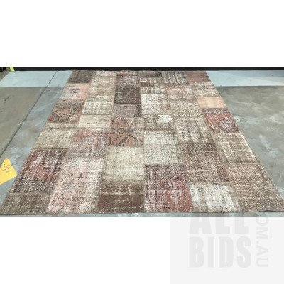 Prana Chocolate Patchwork Hand Woven Floor Rug 300x350cm ORP $3390