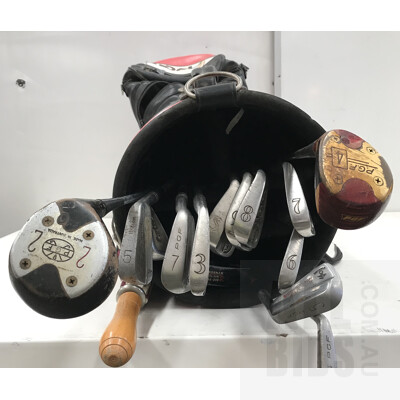 PGF Staff Series Golf Bag With Assorted Vintage Clubs