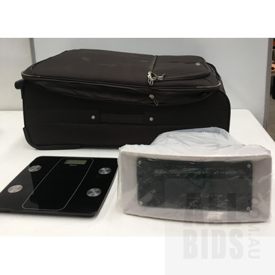 Australian Monitor MP30 Music Horn Speaker, Concorde Suitcase And Body Analysis Bluetooth Scales
