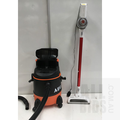 Hoover 5221 Ultra Light Stick Vacuum Cleaner And AEG Dual 18V 20L Wet And Dry Dust Extractor
