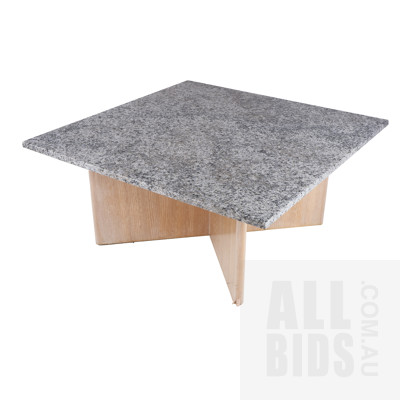 Contemporary Timber Veneer Based Coffee Table with Composite Stone Top