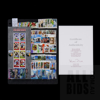 Complete 1999 New Zealand Stamp Sets & Mini-Sheet Collection With Certificate of Authenticity