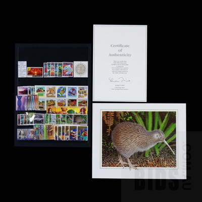 Complete 2000 New Zealand Stamp Sets & Mini-Sheet Collection With Certificate of Authenticity