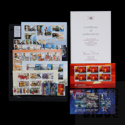 Complete 2000 New Zealand Stamp Millennium Sets & Mini-Sheet Collection With Certificate of Authenticity