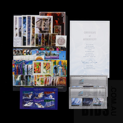 Complete 2002 New Zealand Stamp Sets & Mini-Sheet Collection With Certificate of Authenticity