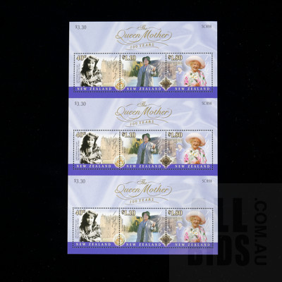 1997 New Zealand The Queen Mother Commemorative Mini Sheets