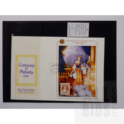 1988 New Zealand 100th Anniversary of the Royal Philatelic Society of New Zealand Mini Sheet